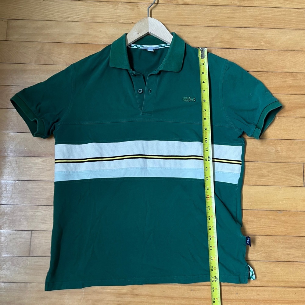 Lacoste x Golf Le Fleur Green Striped Pique Polo Shirt Mens XL Made in France - Picture 6 of 9